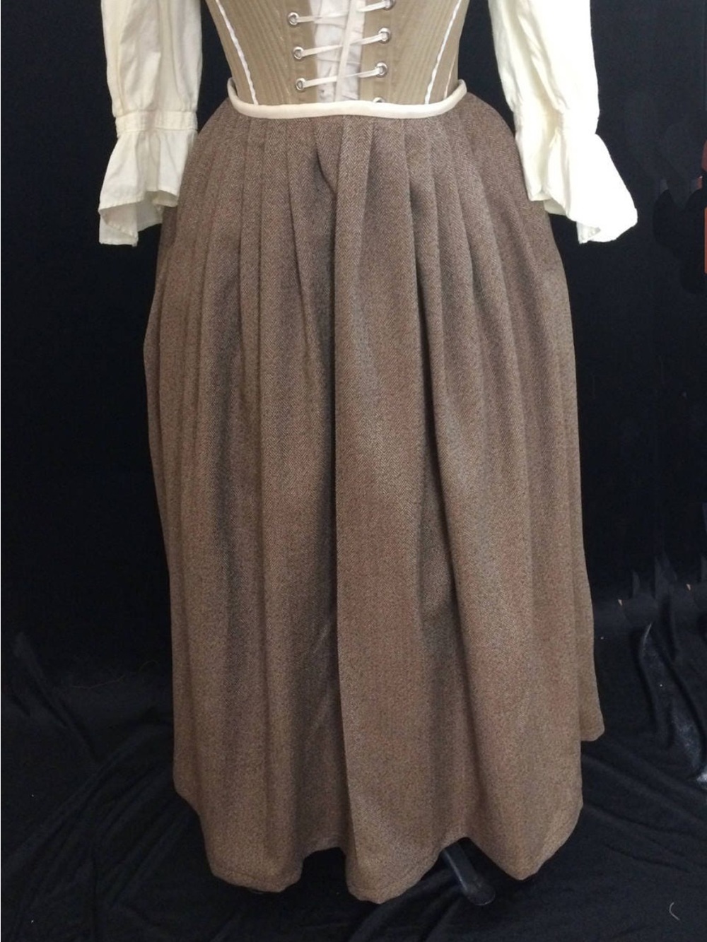 Wool Herringbone Petticoat Skirt